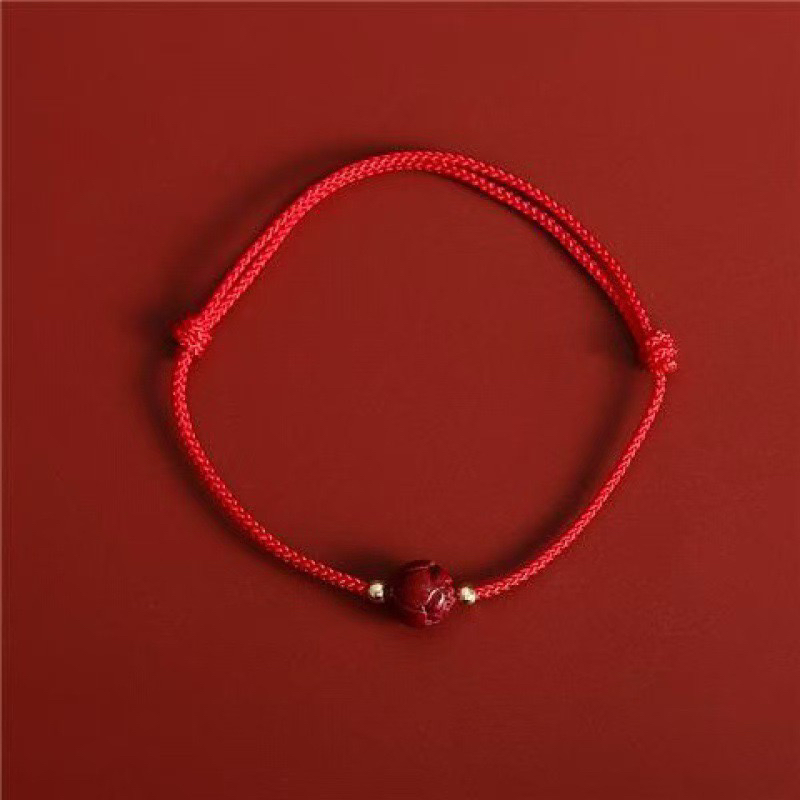 莲花红绳手工编织本命年好运饰品