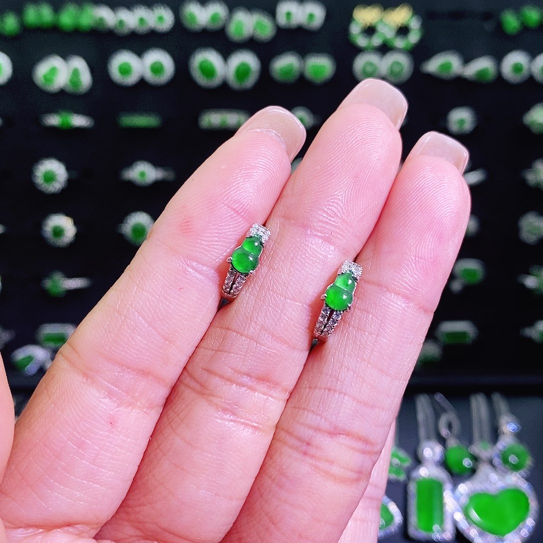 翡翠银S925镶嵌耳饰多样性