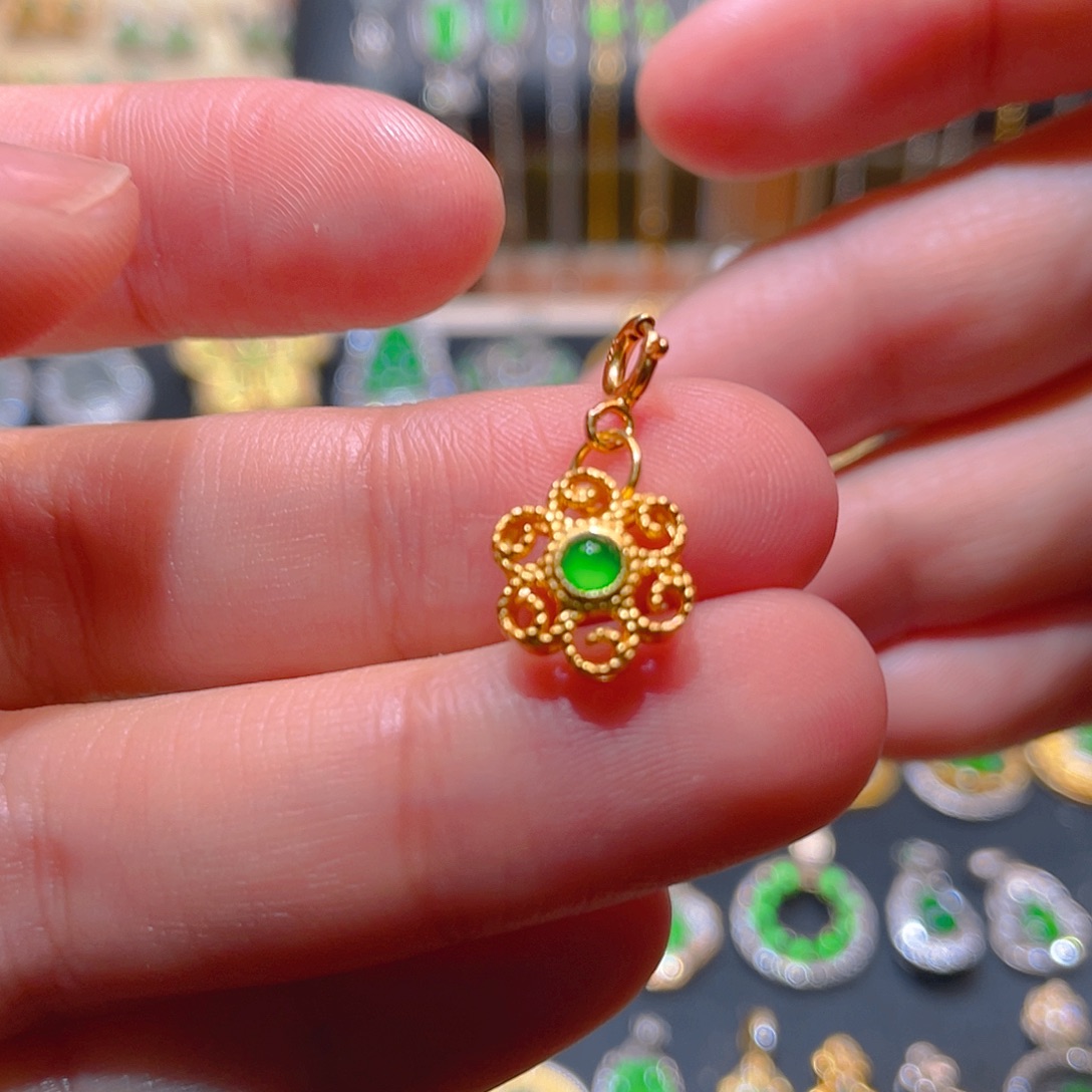 翡翠银S925镶嵌吊坠(不含链)