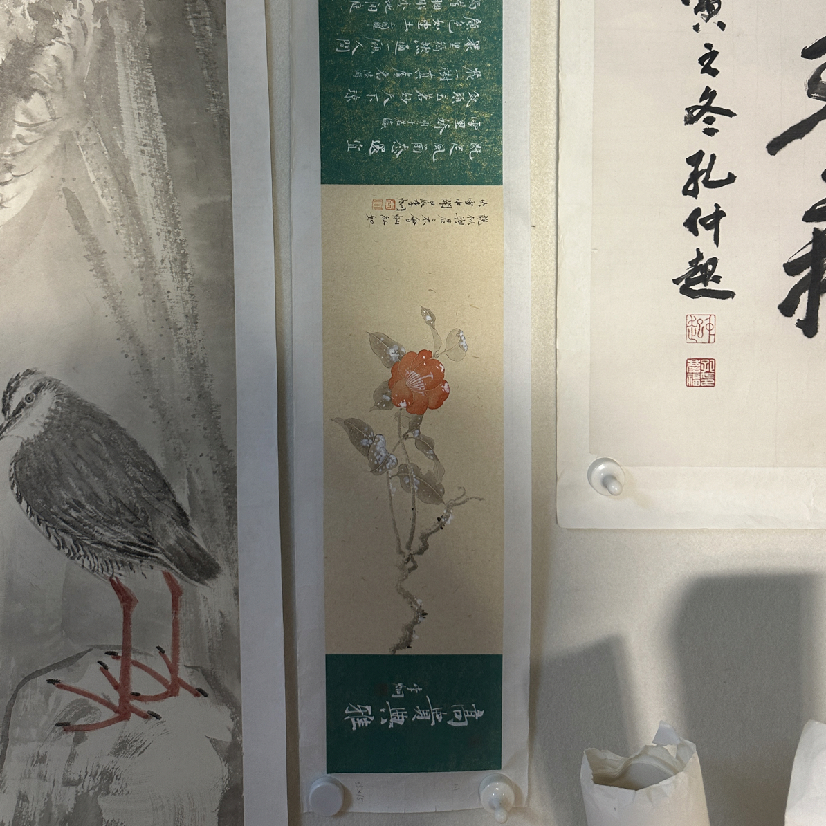李炯精品花鸟带书法