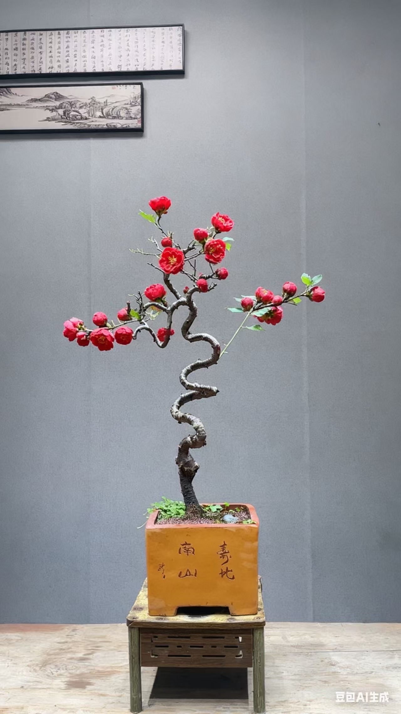 老桩红梅游龙冲天造型盆景