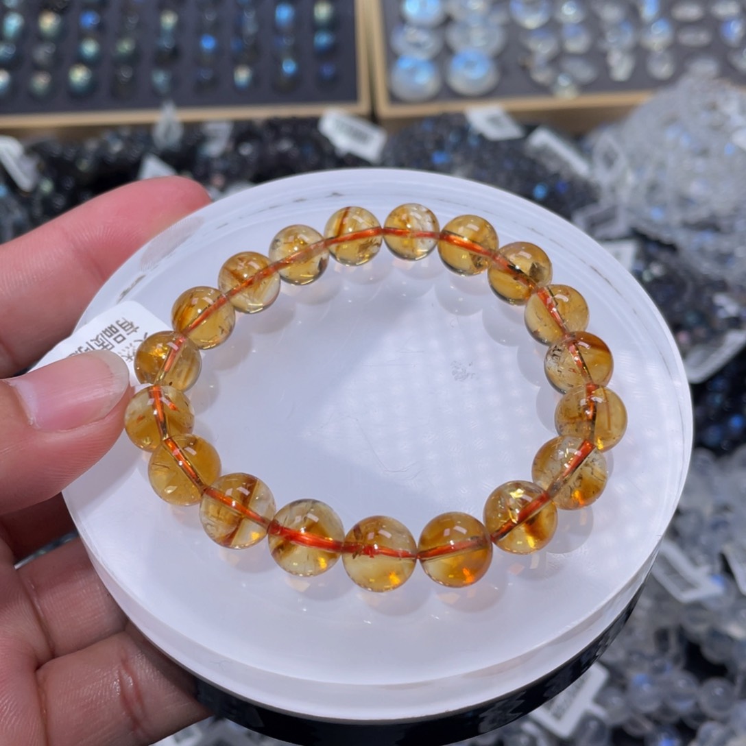 水晶手链未镶嵌暴力黄塔晶手链10m