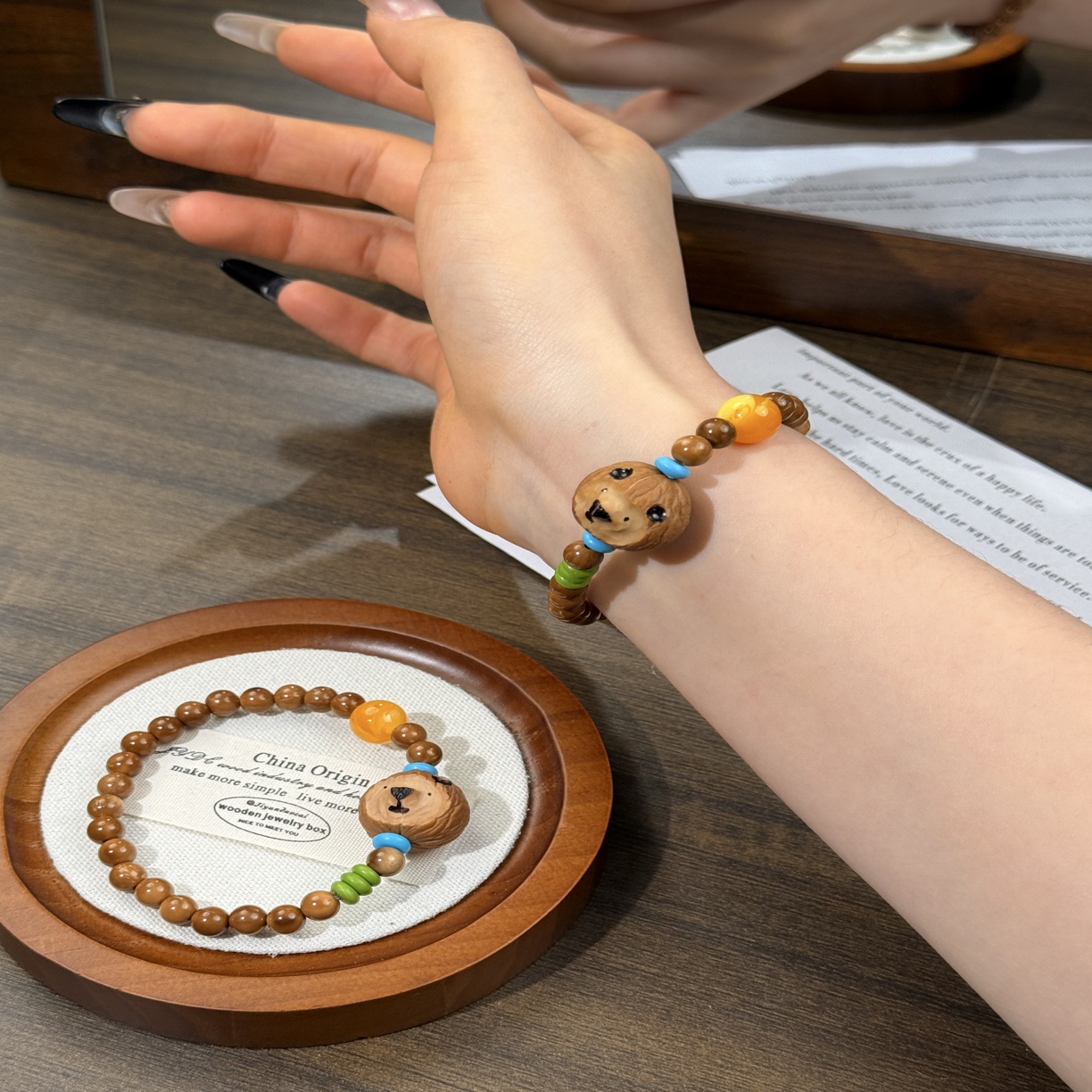 【呆呆熊】设计款文玩手串盘玩变色猴头核熊头库克手链单圈