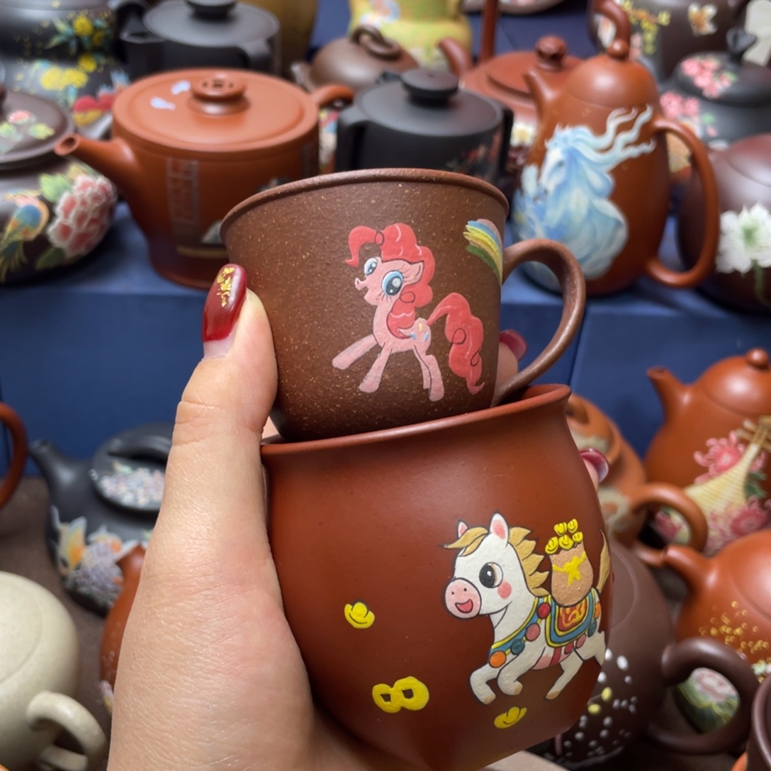 迷***语茶杯红泥紫砂主人杯2只