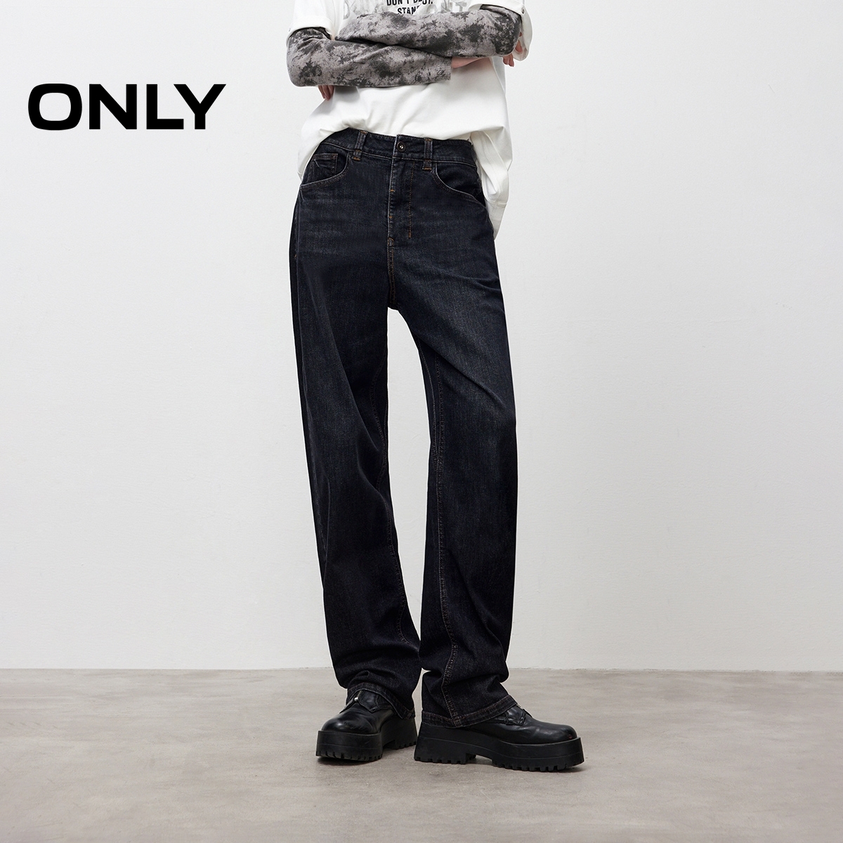 ONLY2025冬季新款街头风宽松男友裤锥形裤牛仔裤女|125432013