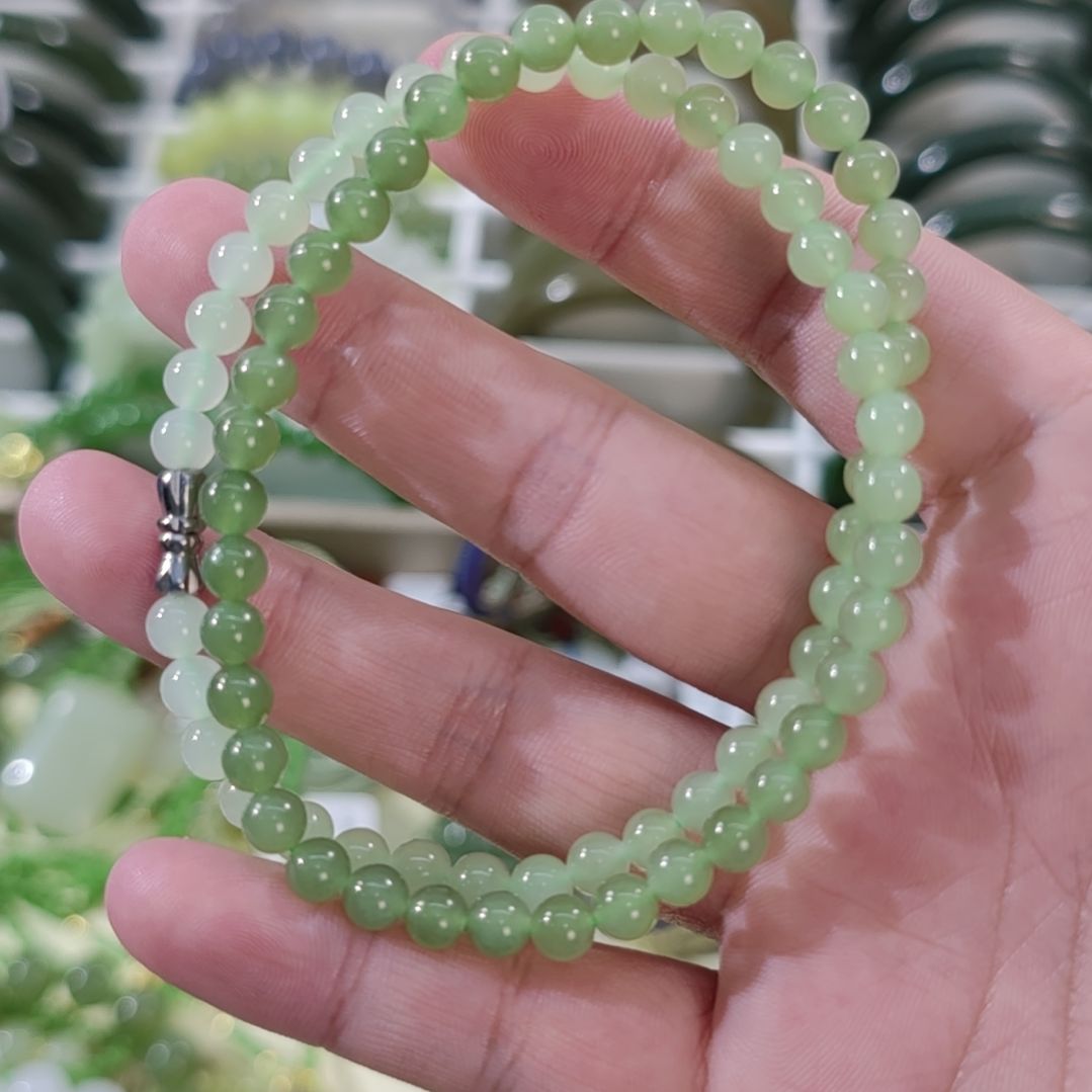 和田玉未镶嵌手链卡6渐变和田玉项链×73颗