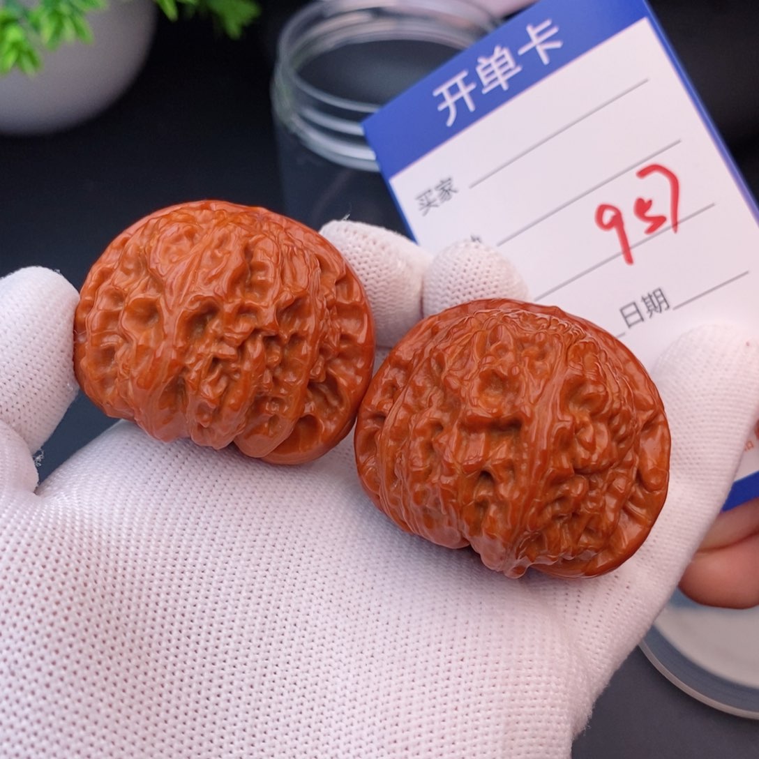文玩核桃把件43球白957