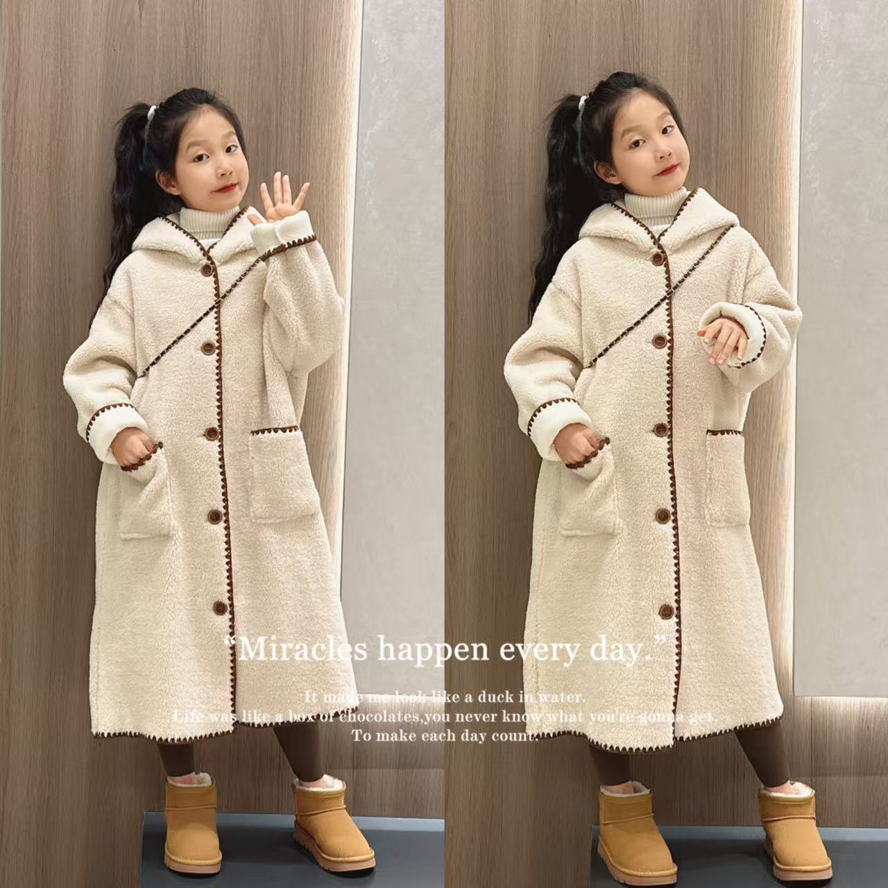 女童韩版风衣外套长款秋冬装2025新款儿童洋气英伦风宽松时尚上衣