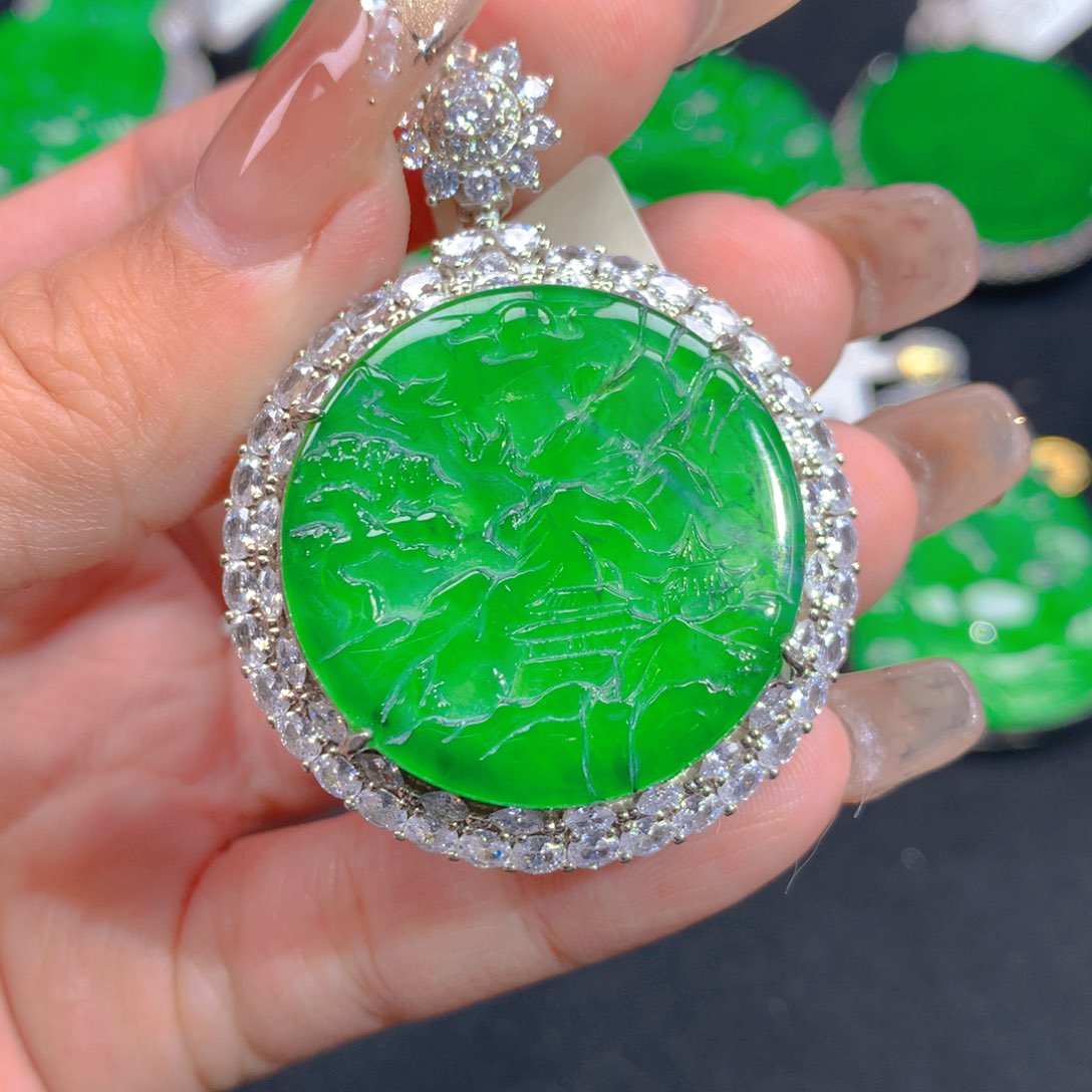 翡翠颈饰银S925镶嵌111111111