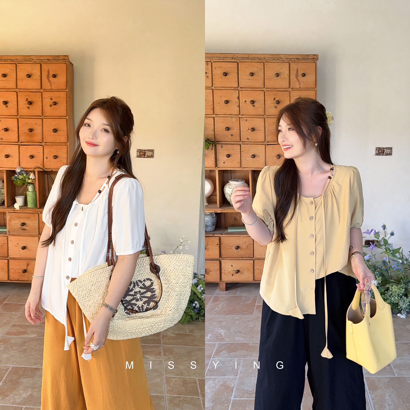 应小姐【兮禾】微胖大码女装韩系温柔风气质款纯色设计风雅夏日小衫