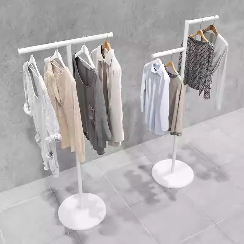 落地架陈列架服装店中岛展示架铁艺奶油风正挂男女装店挂衣展示架