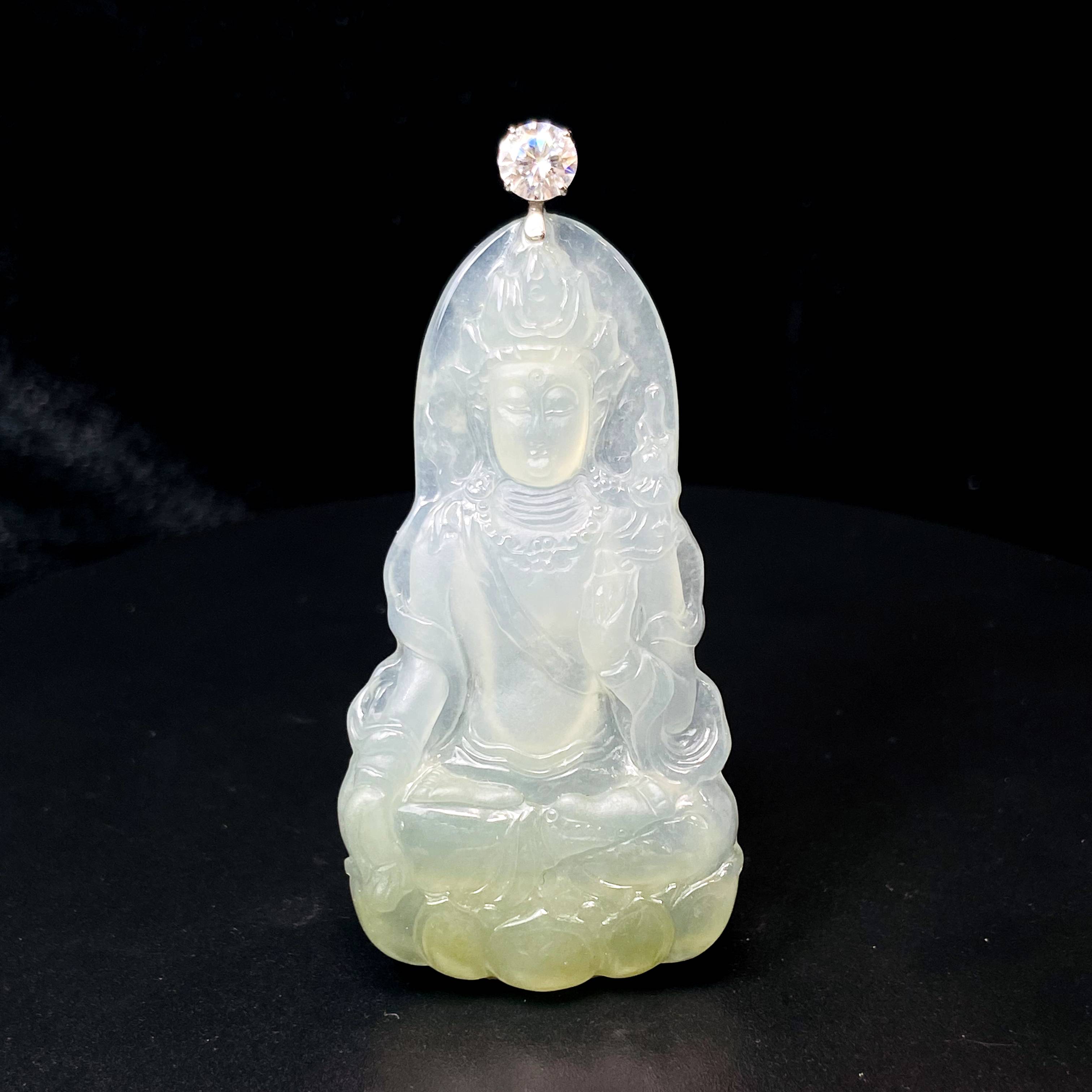 RX18天然缅甸A货翡翠金镶度母吊坠/048722/北京中保拍卖