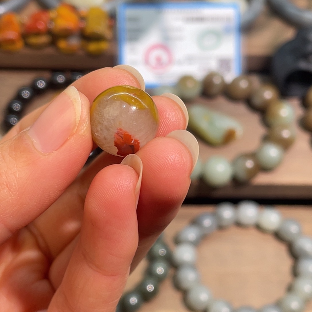 玛瑙/玉髓未镶嵌珠宝奇石玛瑙战国红一个珠子15mm