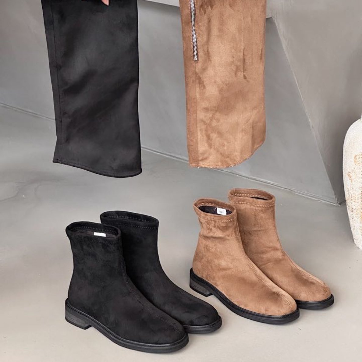 09-3显瘦两穿~高筒靴女夏薄款宽松直筒裤管靴堆堆靴中跟长筒靴L2