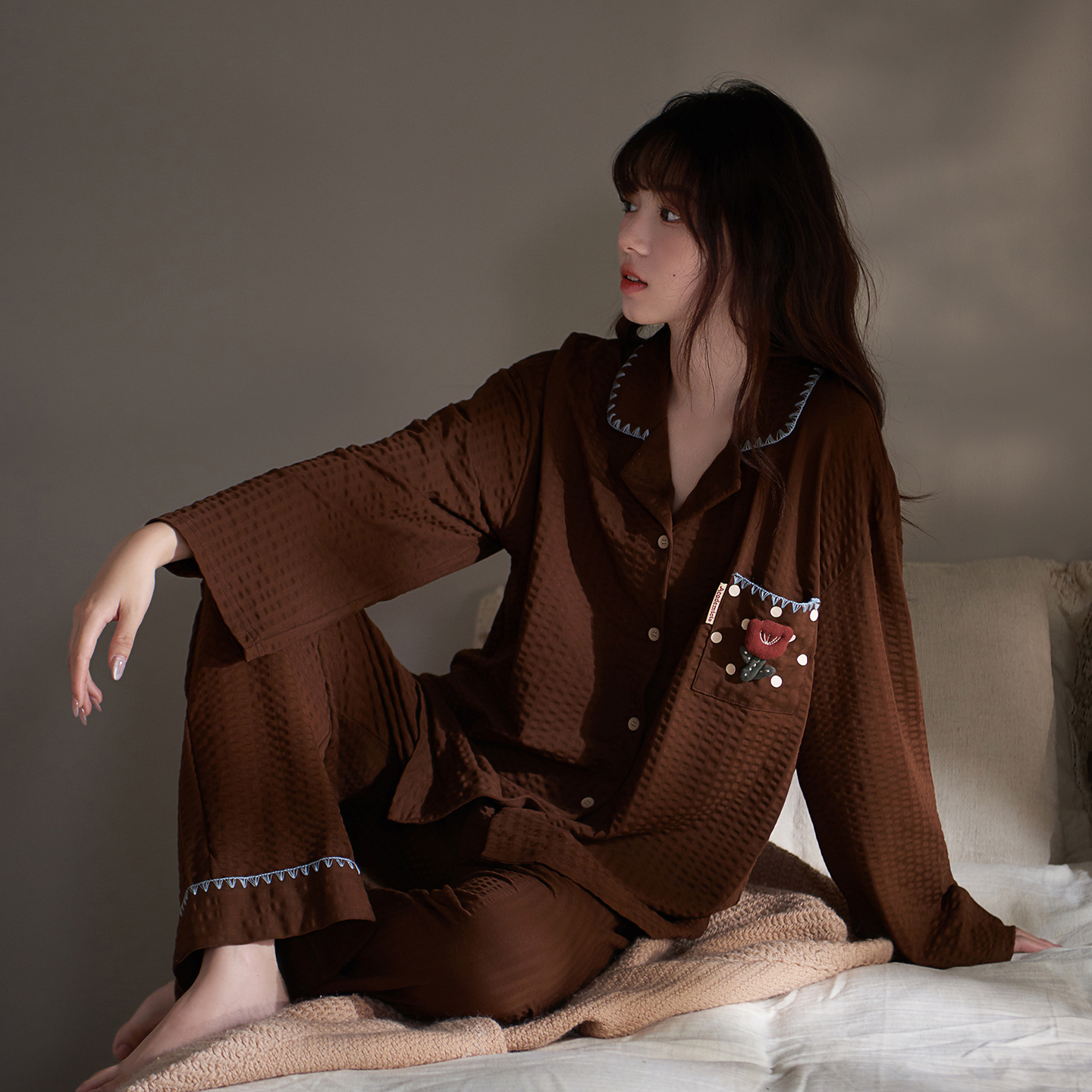 思莉太太【一朵花开】女大睡衣宽松纯棉长袖高级感洋气家居服春秋款