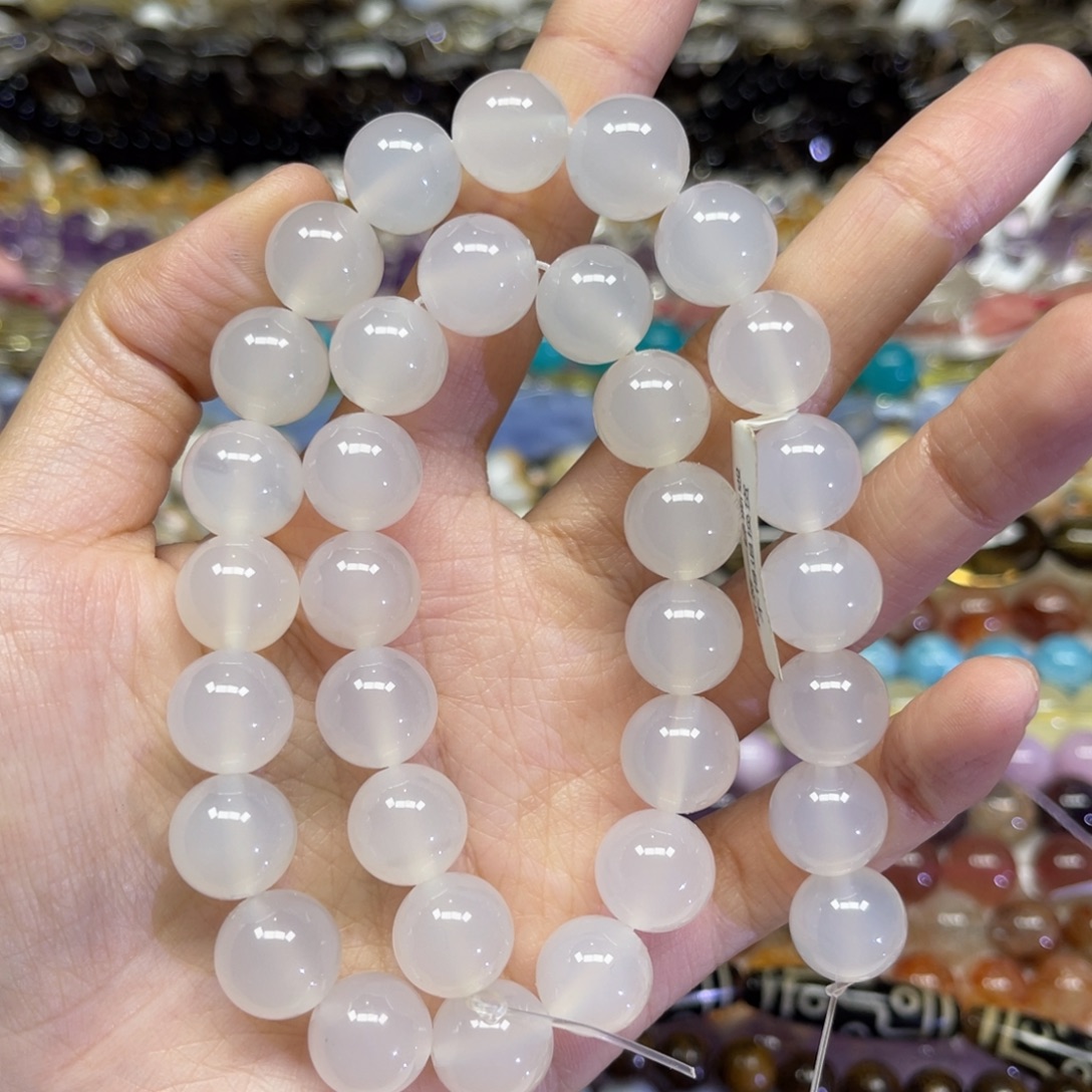 玛瑙/玉髓散珠天然荔枝冻白玛瑙卡12➕长条38厘米