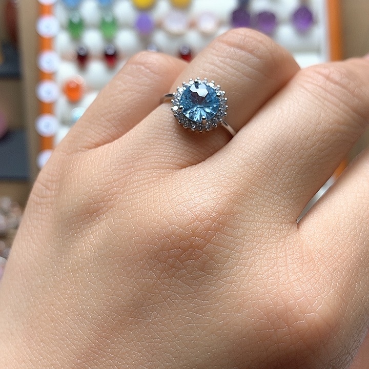 水晶水晶戒指银S925镶嵌