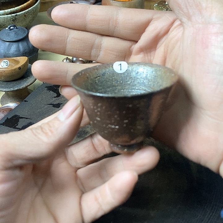 杯手工粗陶、柴烧茶器