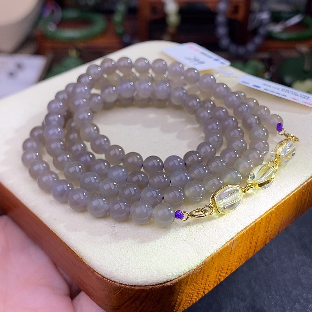 和田玉烟紫清货价约6MM未镶嵌