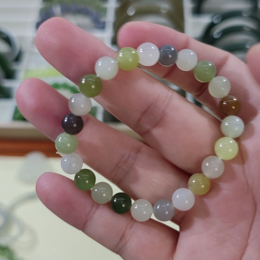 和田玉未镶嵌手链卡8多宝和田玉手串×1