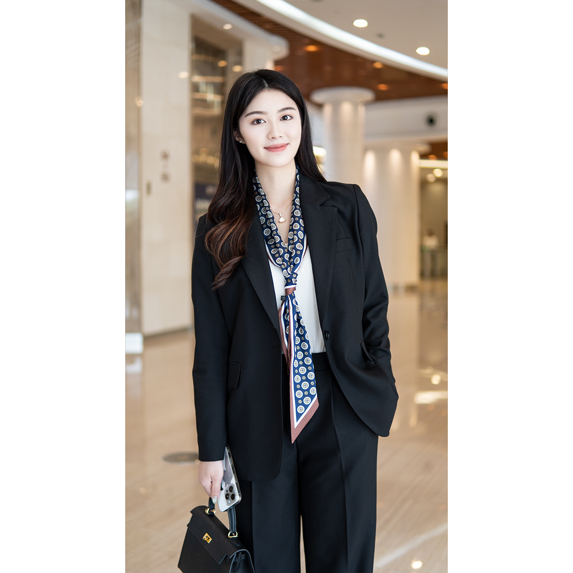 DANLUE/丹略羊毛春秋黑色西装套装职业女装西装高级感宽松西服