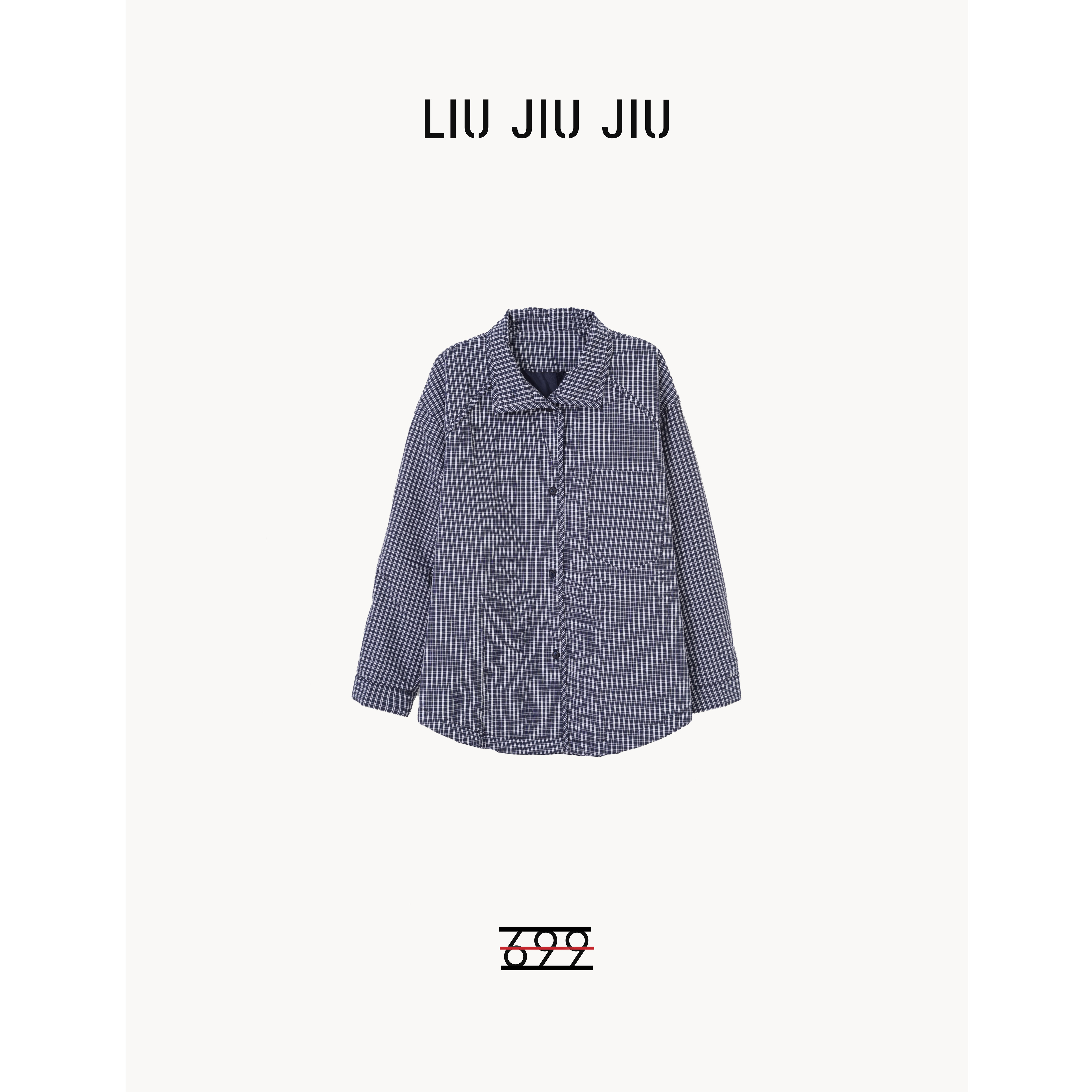 LIUJIUJIU 韩版经典格纹慵懒宽松复古感衬衣长袖外套WT3067L