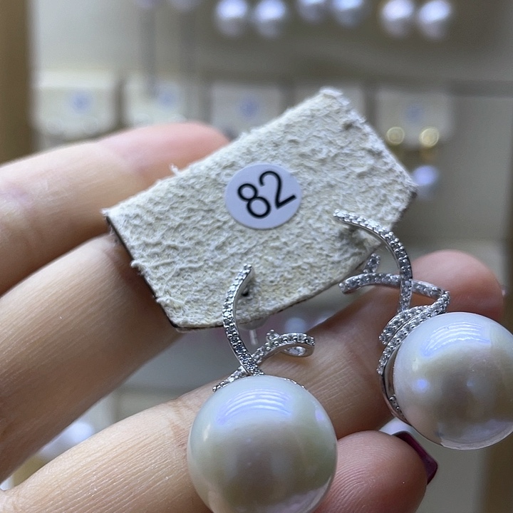 淡水珍珠耳饰银S925镶嵌