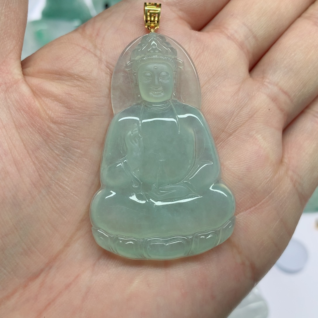 翡翠18K金镶嵌颈饰，**？