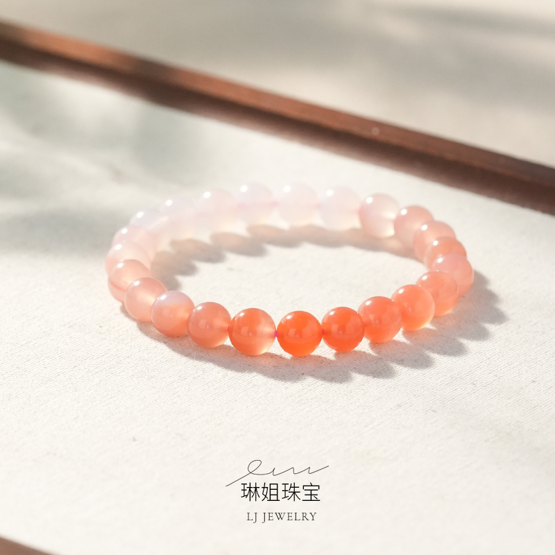 【琳姐甄选】天然玛瑙渐变手串素圈时尚手链女款串珠珠宝首饰8m