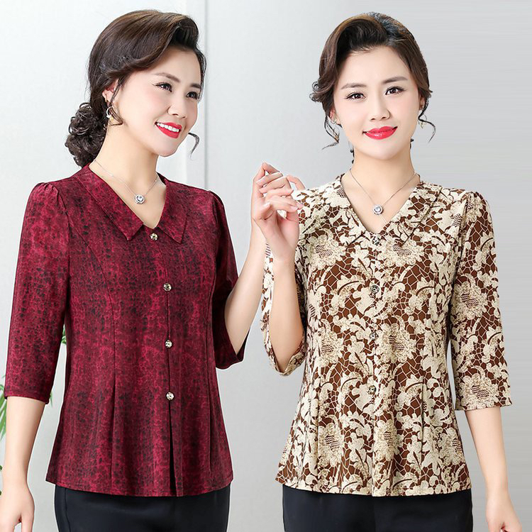 2025新款中袖妈妈装休闲时尚显瘦百搭