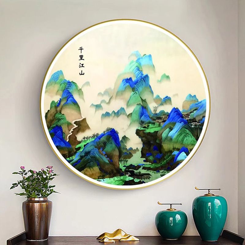 千里江山十字绣爆款2024圆形新手大格四股绣75*75送工具包无勾边