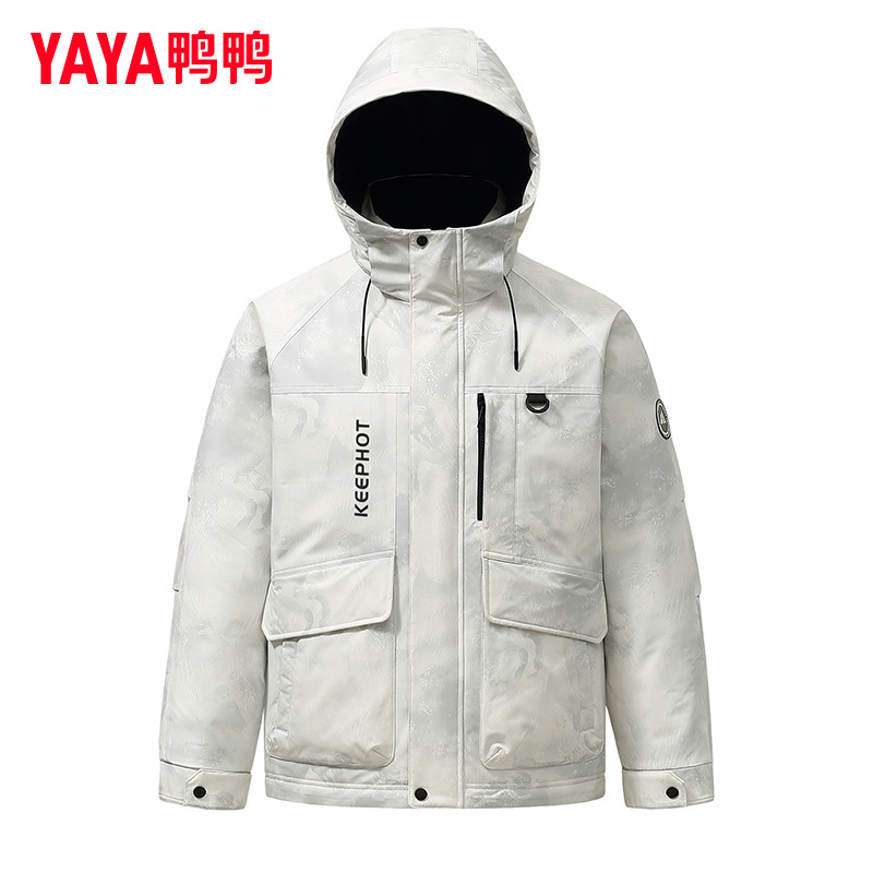 鸭鸭户外短款羽绒服男2025冬季新款时尚潮流休闲运动保暖外套