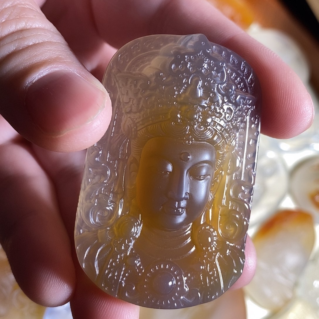 玛瑙/玉髓合金颈饰冰咖渡母观音