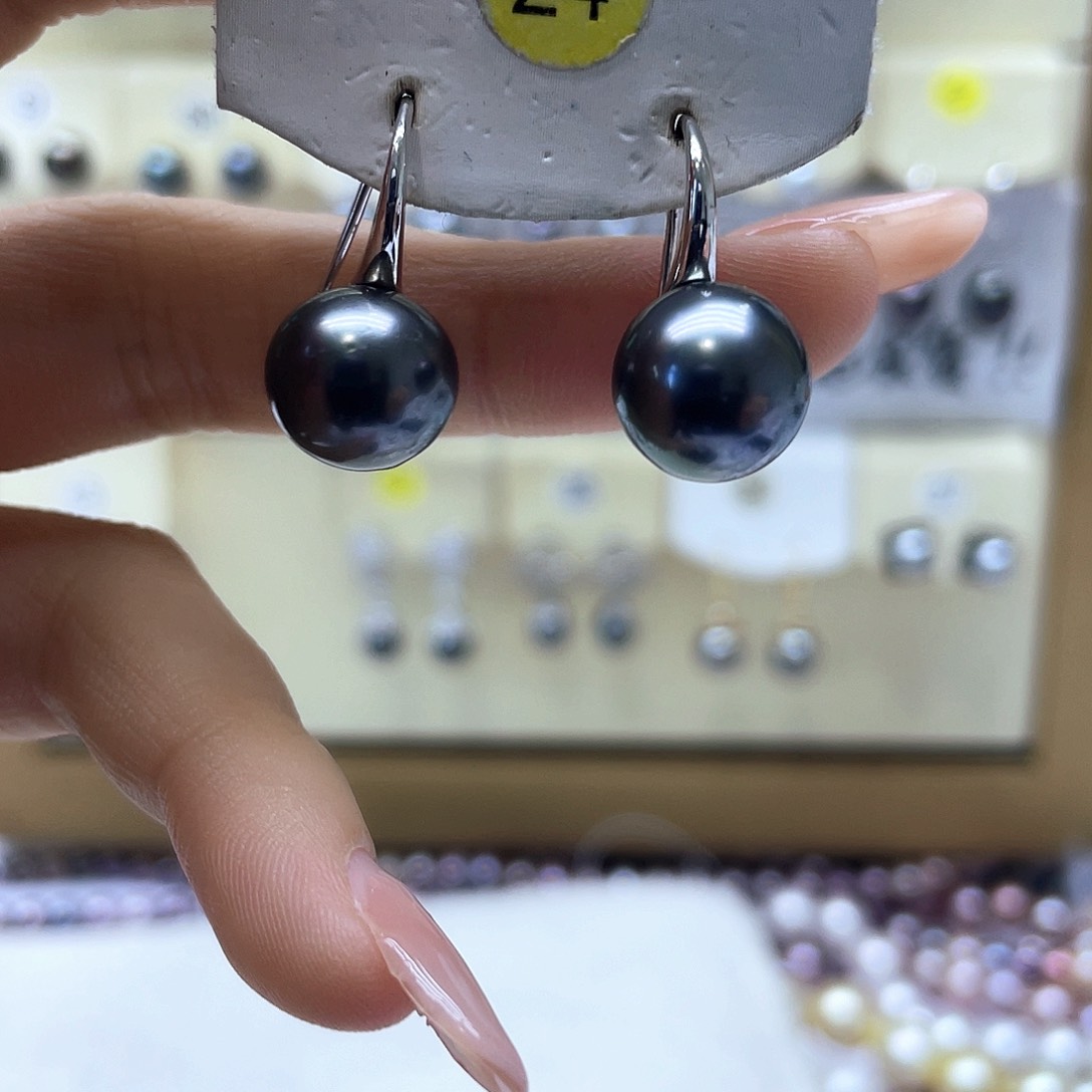 海水珍珠耳饰银S925镶嵌