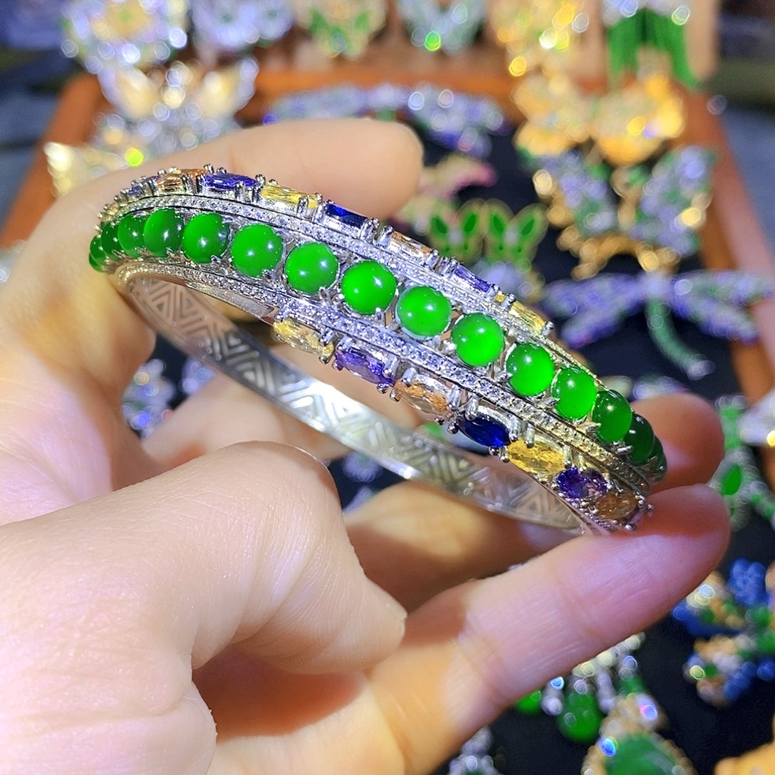 吊坠(不含链)银S925镶嵌翡翠