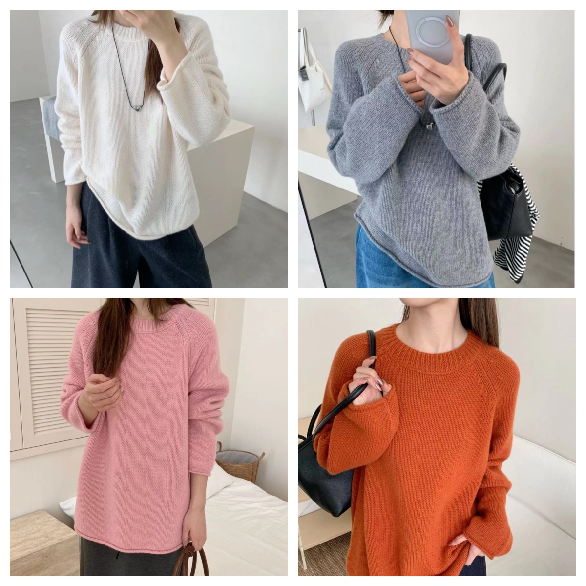 【素简.950127】2025秋冬新款100绵羊毛女装上新净版插肩袖羊毛衫