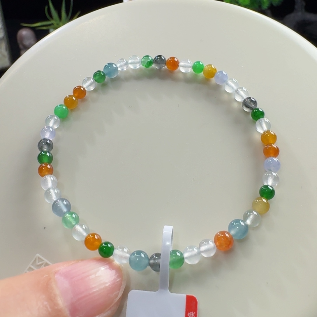 翡翠未镶嵌手链高冰小米珠4mm