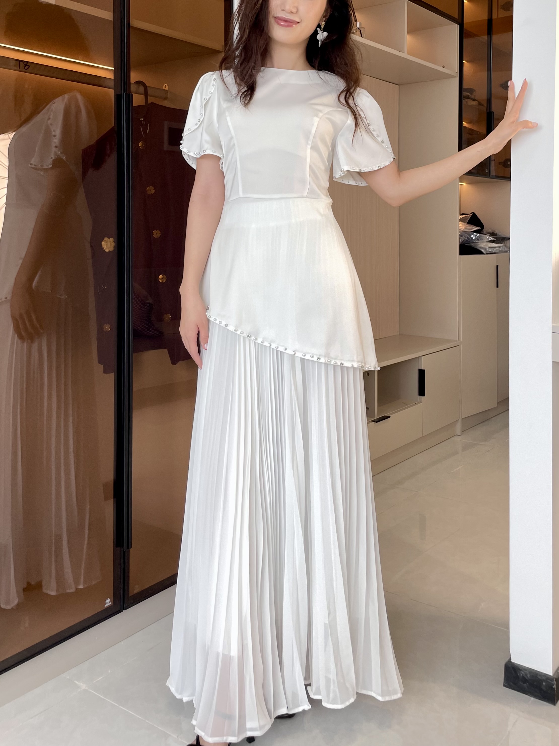 通勤淑女气质长裙裙子不规则半裙时尚套装气质名媛