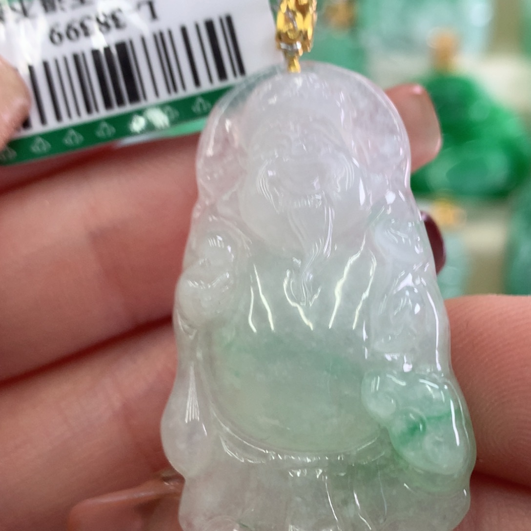 翡翠吊坠(不含链)18K金镶嵌