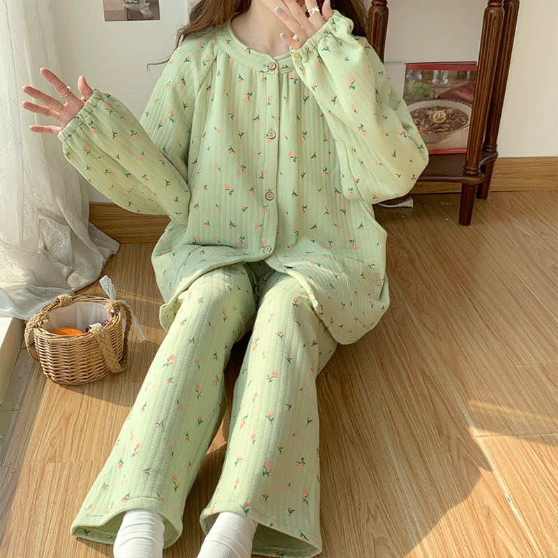 空气棉月子服十月份秋冬产后纯棉加厚喂奶哺乳睡衣孕妇小个子产妇