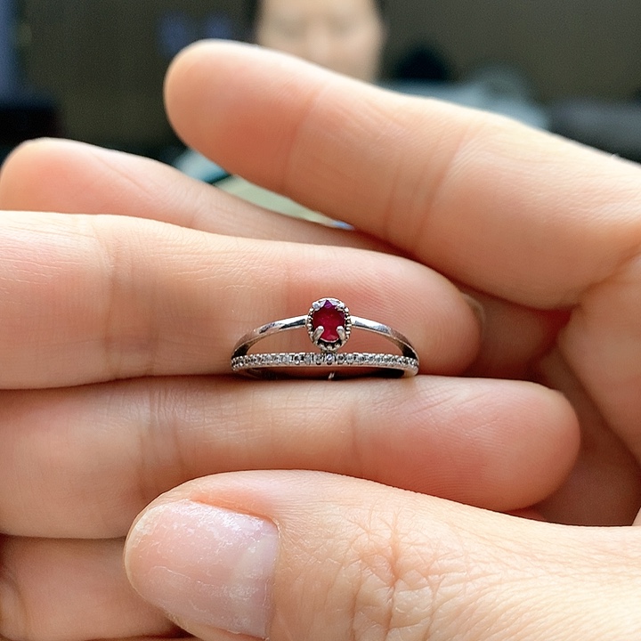 红宝石戒指银S925镶嵌
