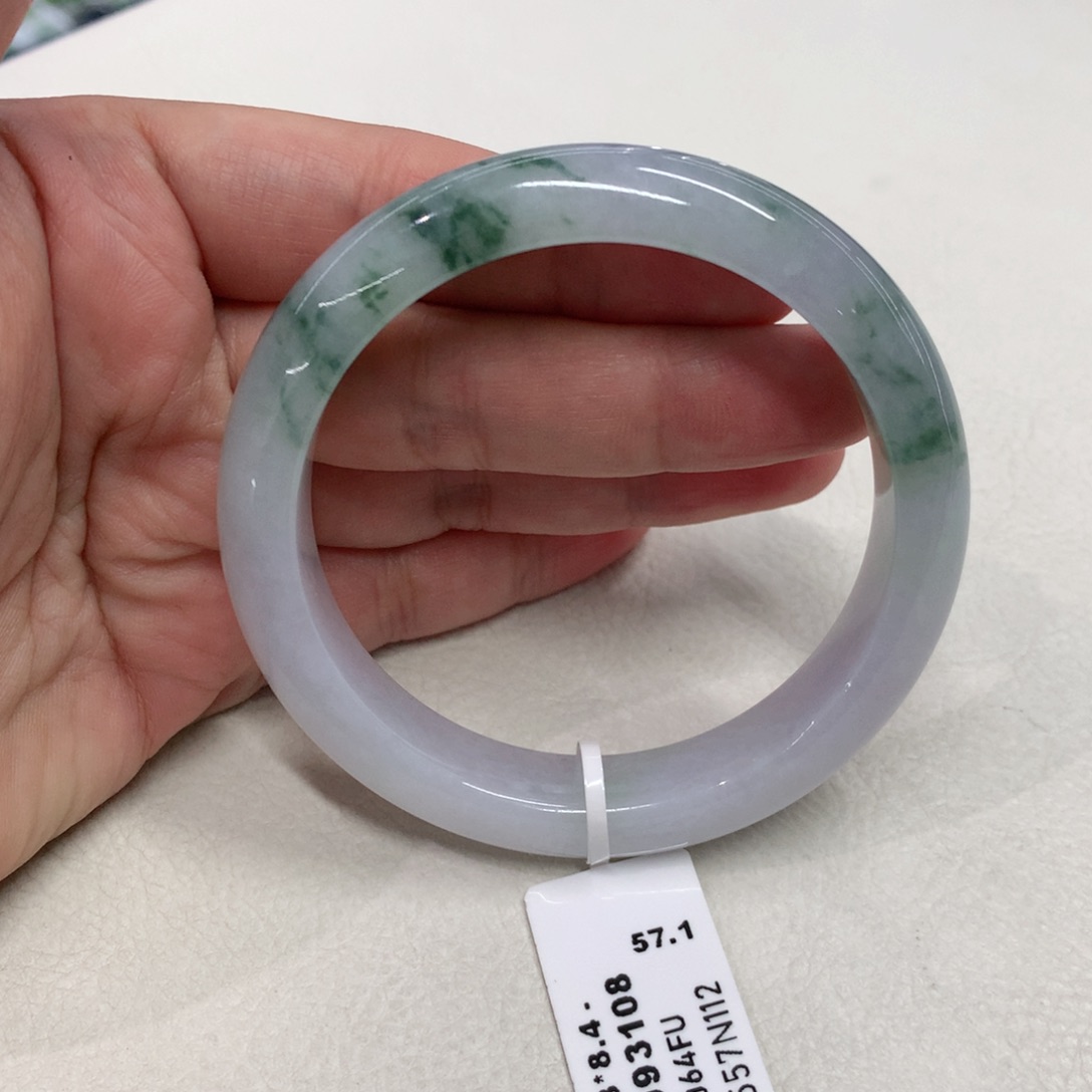 未镶嵌手镯翡翠57圈口紫底飘花正圈