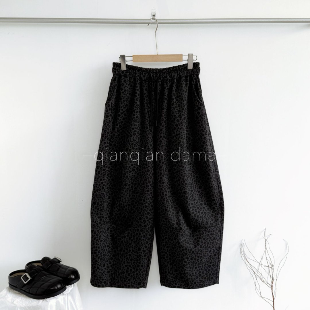 芊芊大码秋冬新款豹纹风阔腿裤宽松显瘦【JQ73078】-1