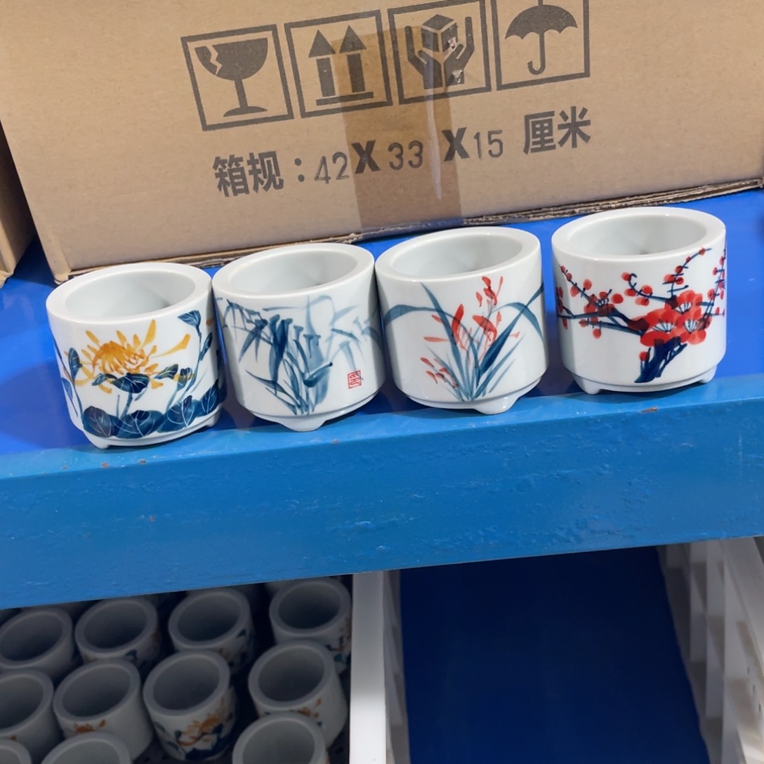 釉下手绘茶具微瑕