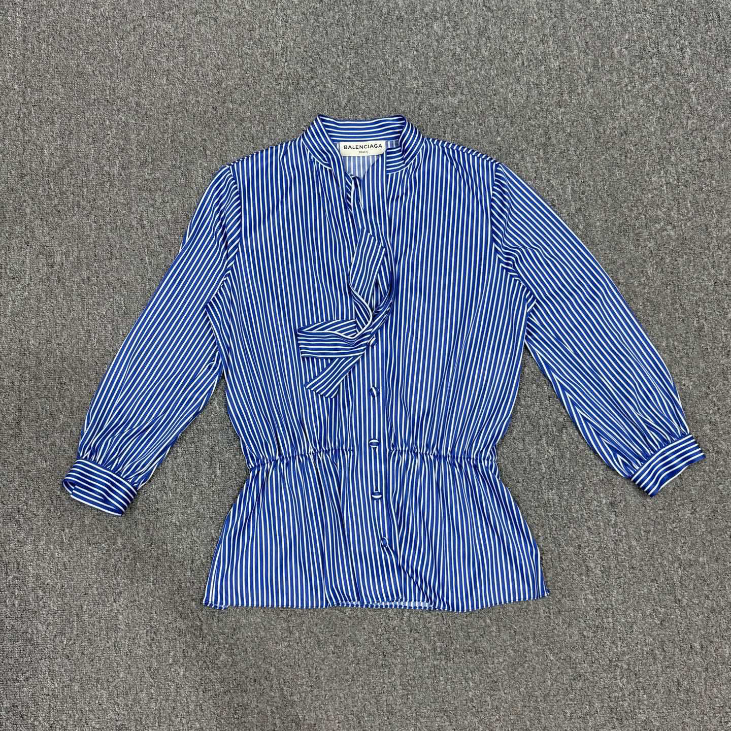 99新 Balenciaga/巴黎世家 15941206 拼色条纹长袖衬衫38码
