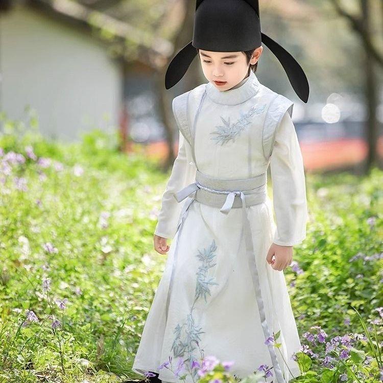 儿童汉服唐装男童春秋古风古装唐朝少爷书生李白演出服汉服儿童男
