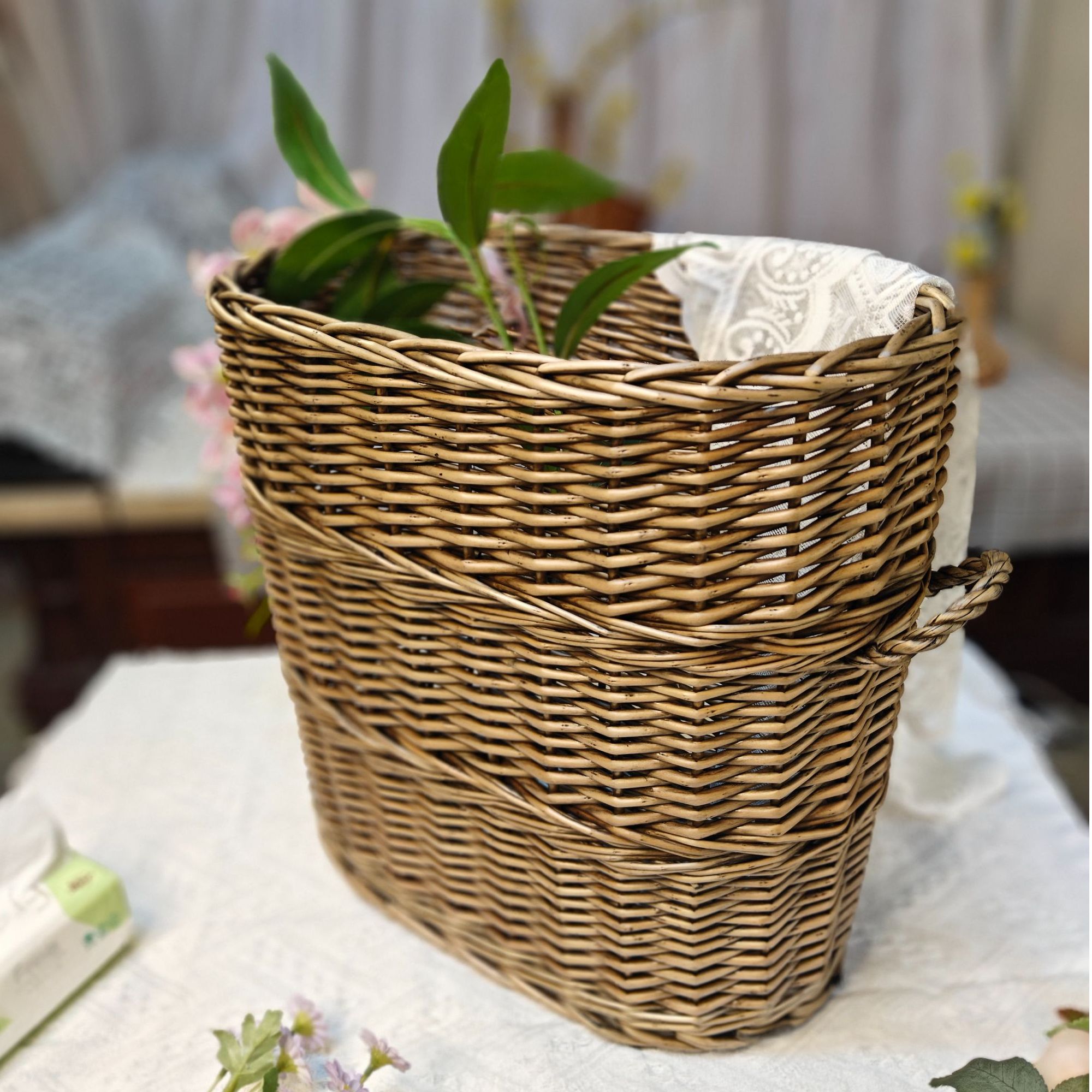 报刊篮藤编美式复古客厅创意手工编织纯手工家用大容量长方形储物