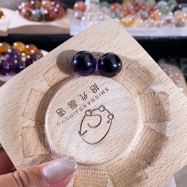 水晶未镶嵌手链紫超七单珠2颗打孔不退不换