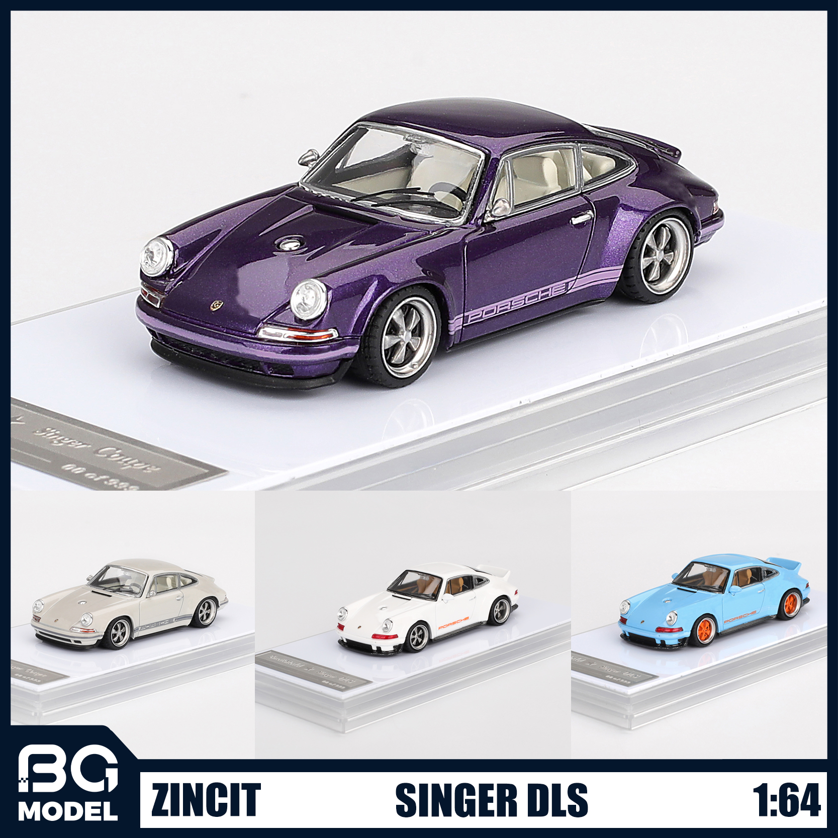 Zincit Model 1:64保时捷911 Singer DLS/Coupe合金汽车模型摆件