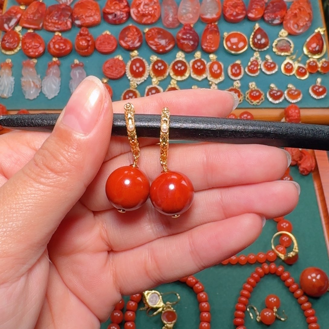 南红玛瑙南红13+银S925镶嵌